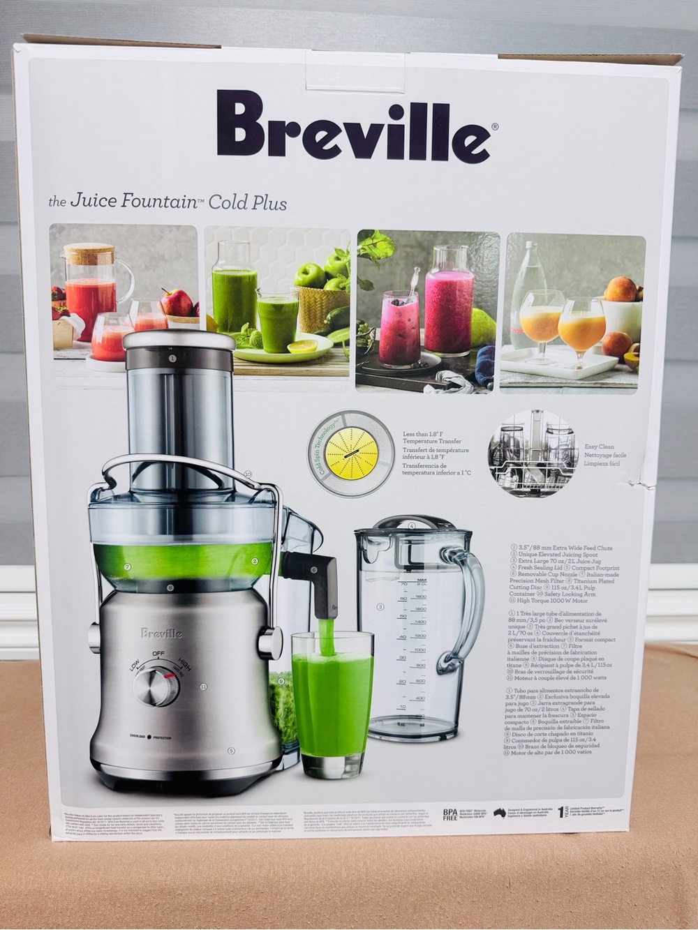 Breville Silver Juicer with Green Accents - Juice Fountain Cold Plus